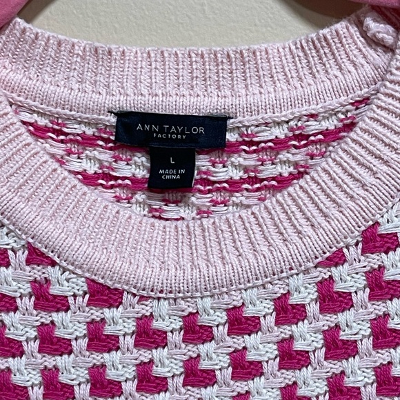 Ann Taylor Factory Textured Knit Short Sleeve Sweater Top Women’s Size L‎ - Picture 3 of 5